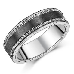 7mm Nickel Free Tungsten & Ceramic Black patterned Ring 7mm Nickel Free Tungsten & Ceramic Black patterned Ring